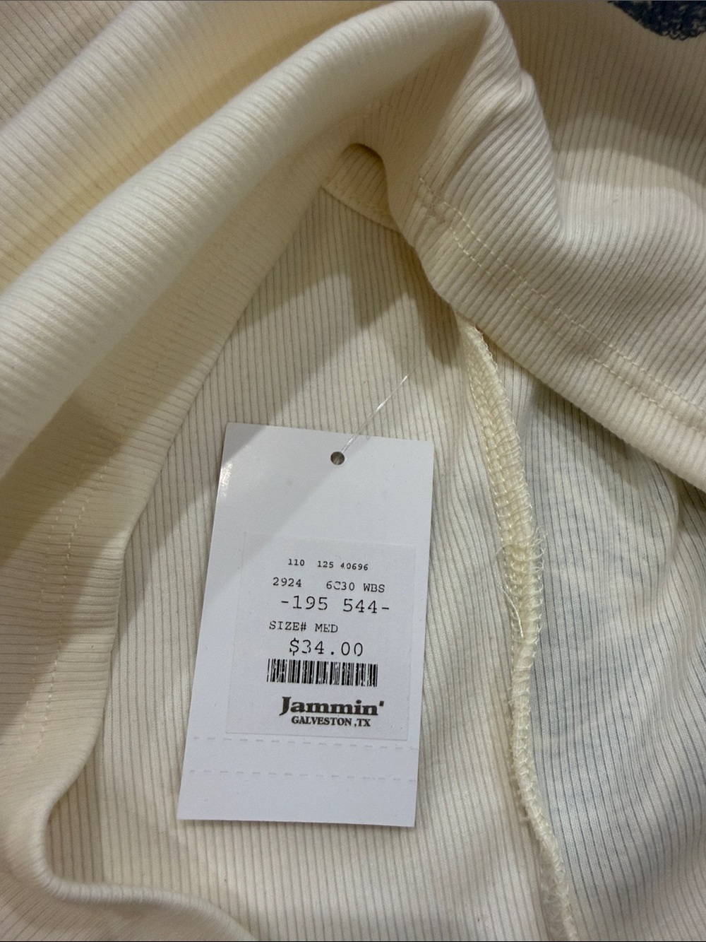ROXY Ribbed Cream Tank Top with Blue Hibiscus Print - Picture 3 of 4